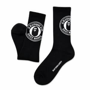BAPE Ape Head Circle Logo Crew Socks Black