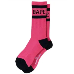 BAPE Logo Crew Socks Pink