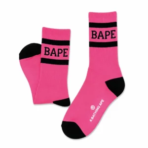 BAPE Logo Crew Socks Pink