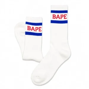 BAPE Logo Crew Socks White