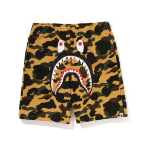 BAPE Shark Face ABC Camo Sweat Shorts Yellow