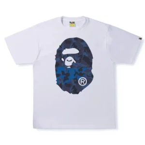 BAPE Blue Camo Big Ape Head Tee White