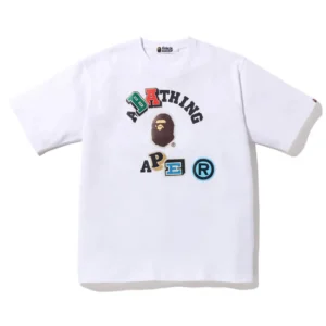 BAPE Fonts Relaxed Fit Collage Heavy Weight Tee White