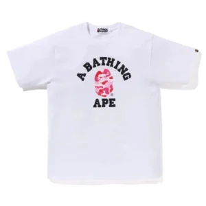 BAPE ABC Camo College Tee Pink White
