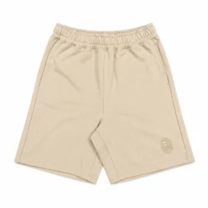 BAPE Ape Head Embroidered Heavy Washed Relaxed Fit Sweat Shorts Beige