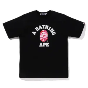 BAPE ABC Camo College Tee Pink Black