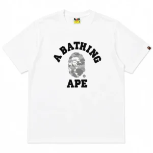 BAPE Heather Grey Camo College Tee White