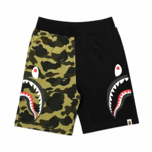 BAPE Split ABC Camo Shark Sweat Shorts Green Black