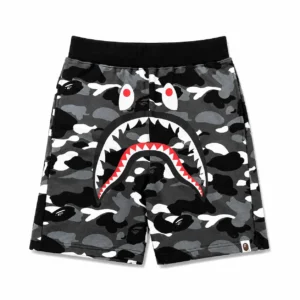 BAPE ABC Camo Shark Sweat Shorts Grey Camo Grey
