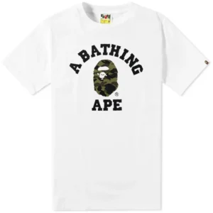 BAPE 1st Camo College Tee Green White