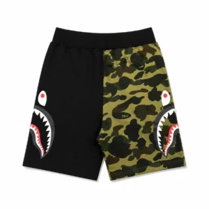BAPE Split ABC Camo Shark Sweat Shorts Green Black